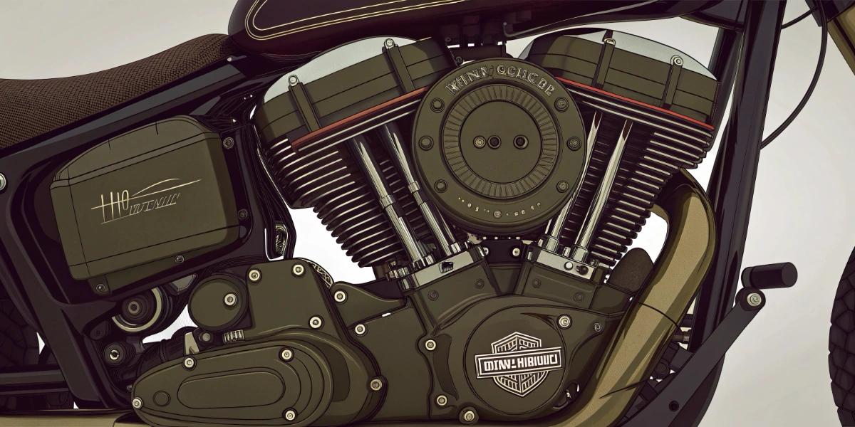 Harley Davidson engine with performance upgrades and custom parts installed