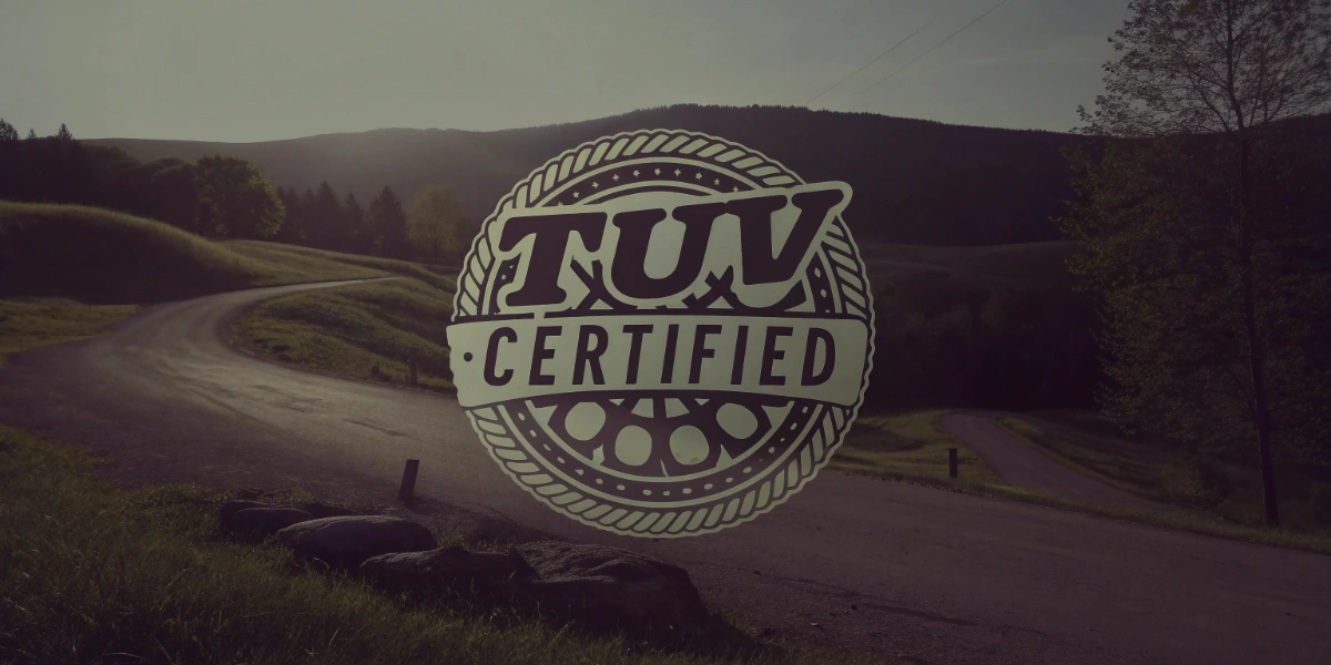 TÜV certification seal on premium motorcycle exhaust system